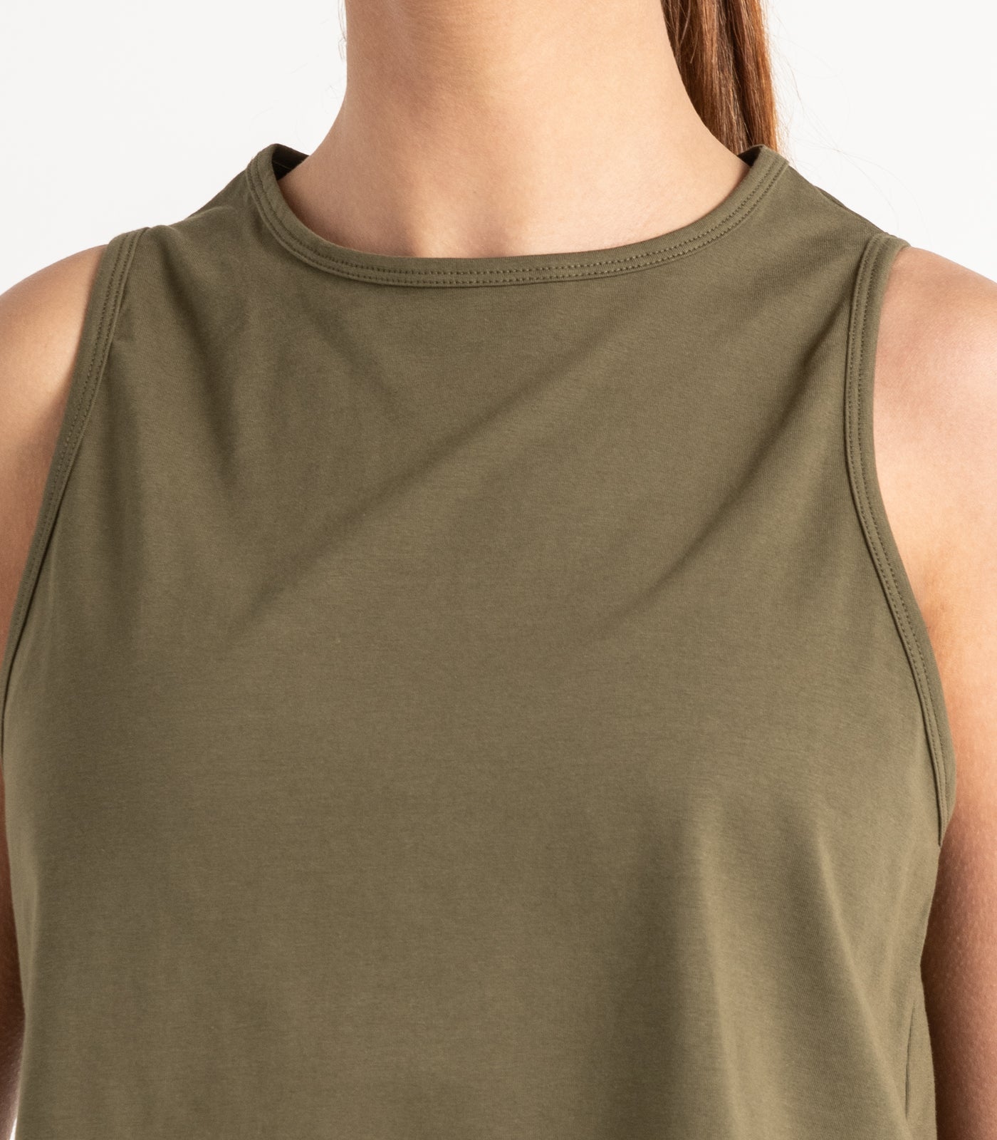 Cropped Lounge Tank - Dark Olive