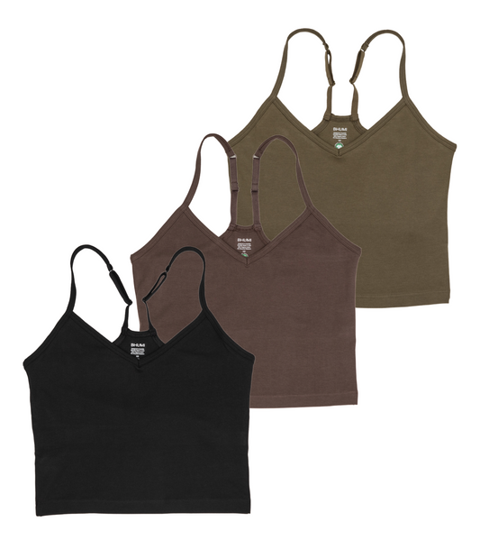 Cropped Bra Top - Black / Chocolate Martini / Dark Olive