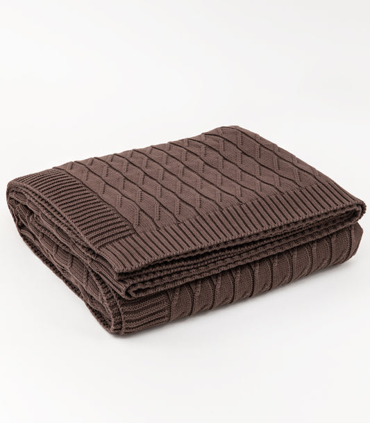 Bhumi Organic Cotton - Diamond Knit Throw - New Arrival - Chocolate