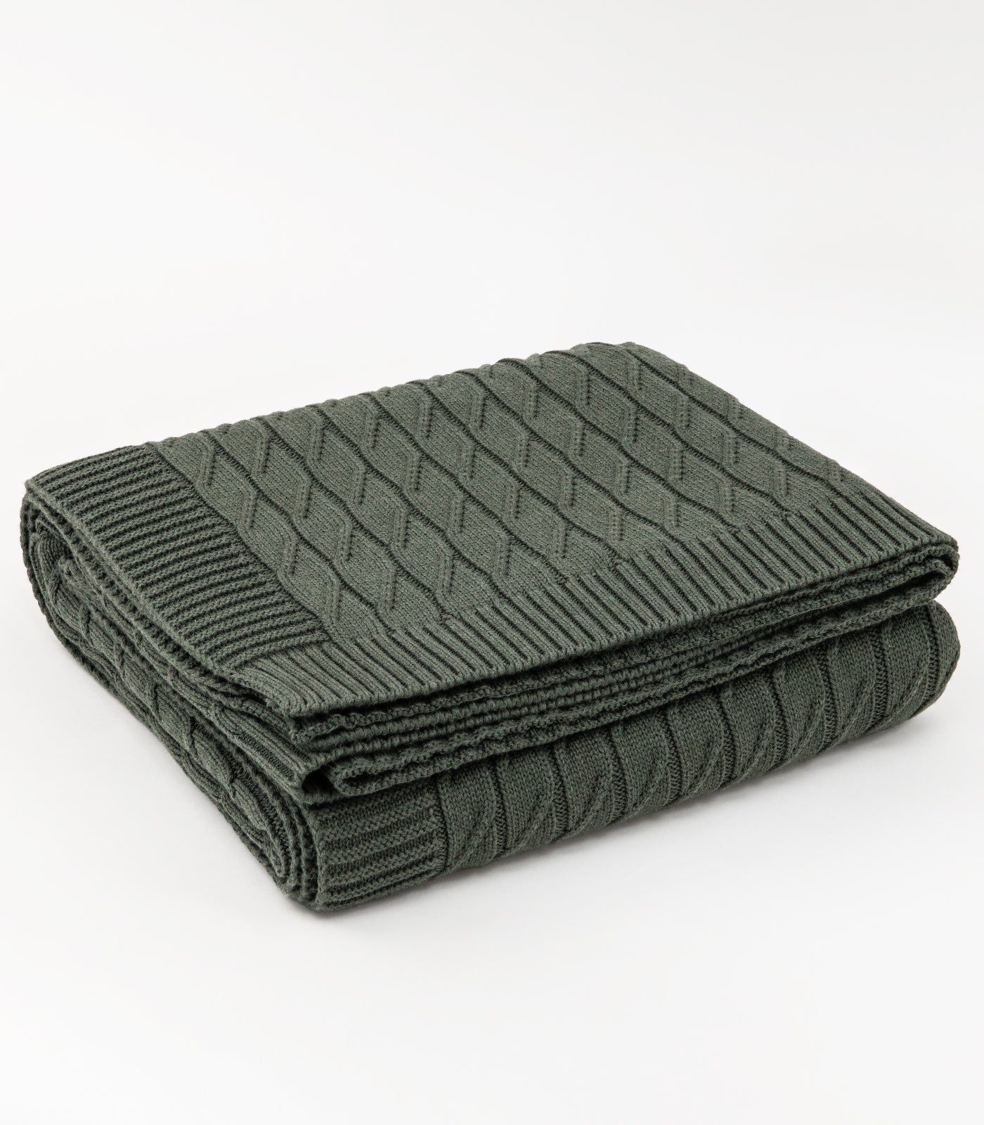 Bhumi Organic Cotton - Diamond Knit Throw - Olive