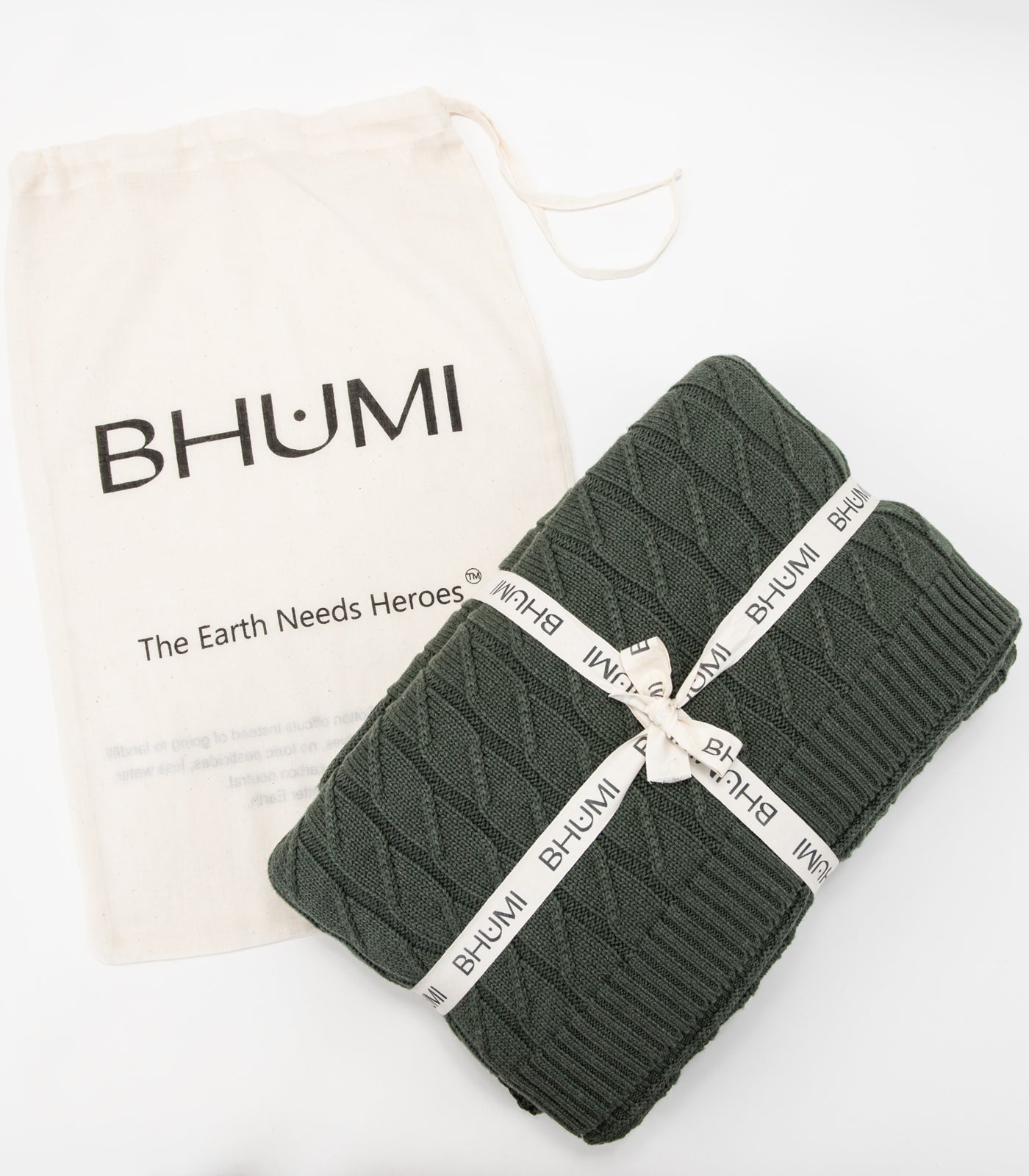 Bhumi Organic Cotton - Diamond Knit Throw - Olive