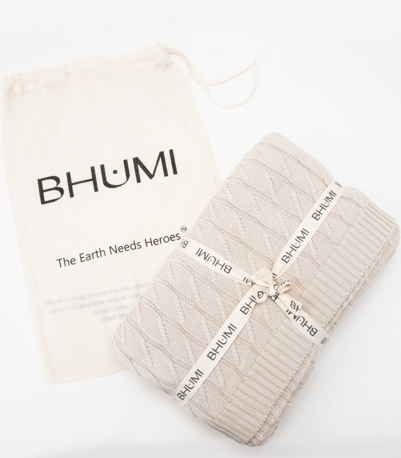 Bhumi Organic Cotton - Diamond Knit Throw - New Arrival - Oatmeal