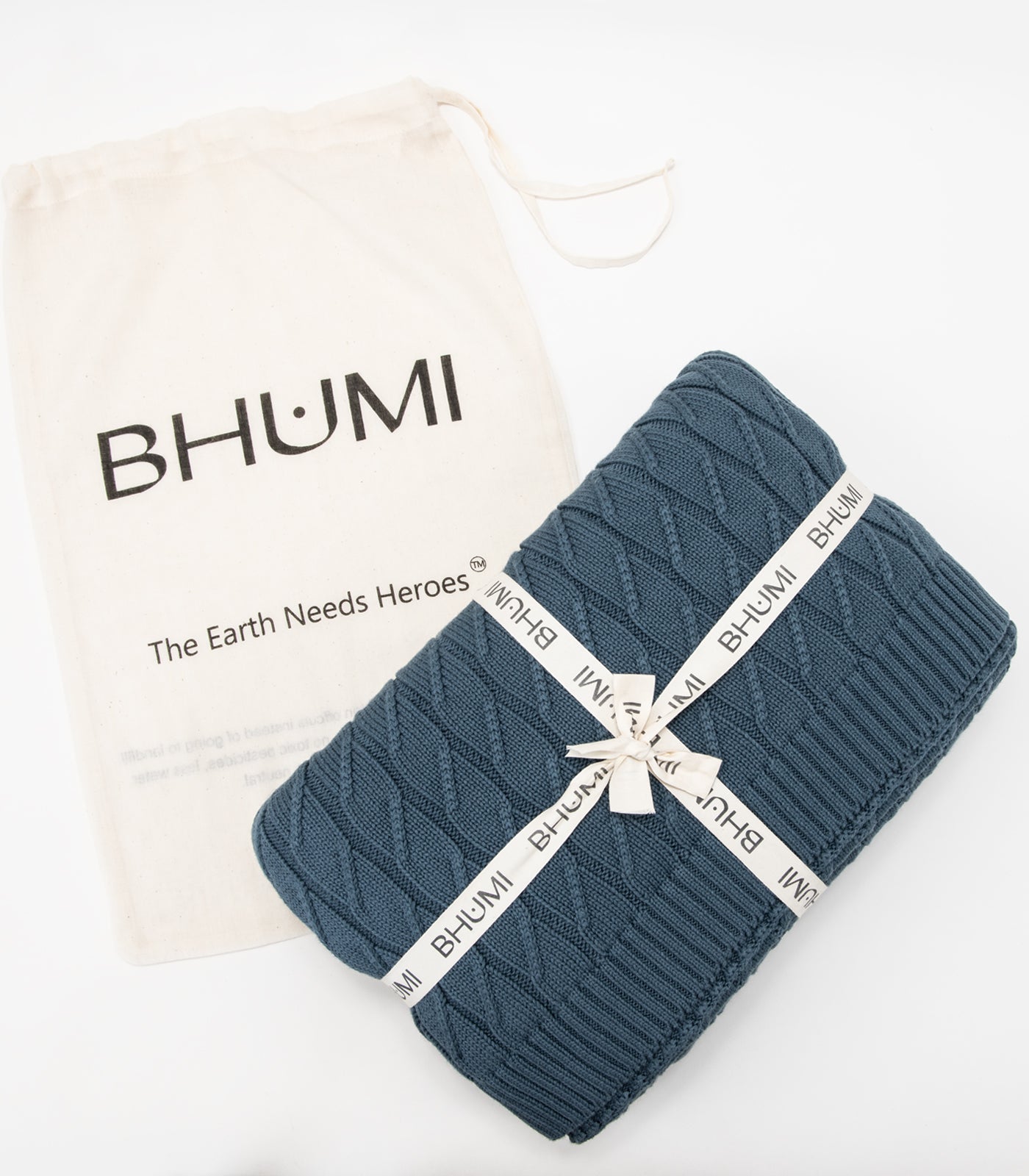 Bhumi Organic Cotton - Diamond Knit Throw - New Arrival - Orion Blue