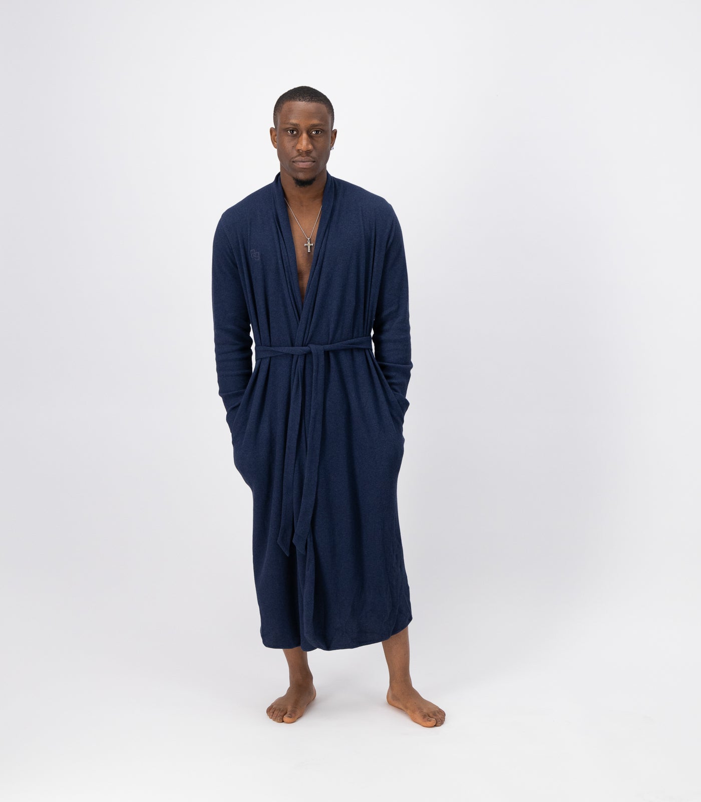 Bhumi Organic Cotton - Waffle Robe - Navy