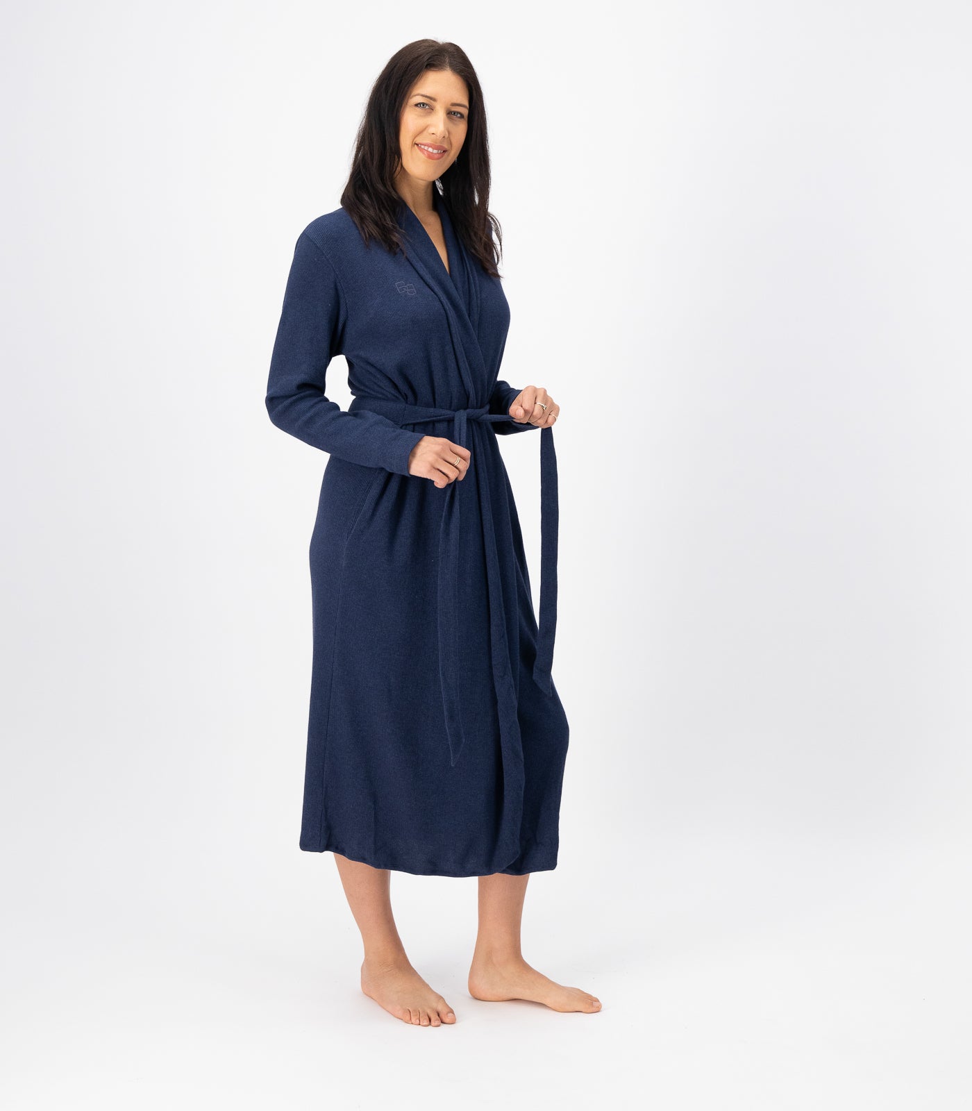 Bhumi Organic Cotton - Waffle Robe - Navy