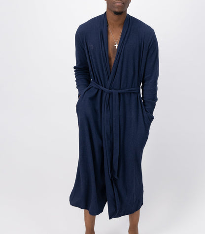 Bhumi Organic Cotton - Waffle Robe - Navy