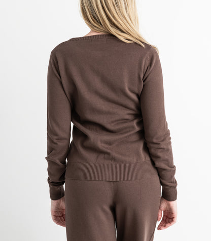 Bhumi Organic Cotton - Fine Knit Cardigan - Chocolate