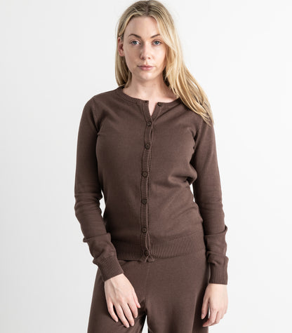 Bhumi Organic Cotton - Fine Knit Cardigan - Chocolate