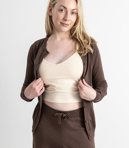 Bhumi Organic Cotton - Fine Knit Cardigan - Chocolate