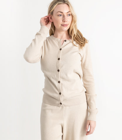 Bhumi Organic Cotton - Fine Knit Cardigan - Oatmeal