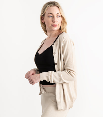 Bhumi Organic Cotton - Fine Knit Cardigan - Oatmeal