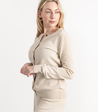 Bhumi Organic Cotton - Fine Knit Cardigan - Oatmeal