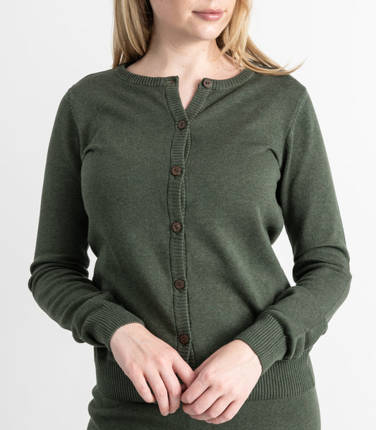 Bhumi Organic Cotton - Fine Knit Cardigan - Olive