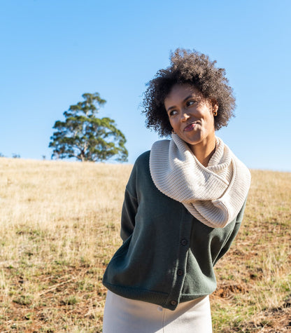 Bhumi Organic Cotton - Fine Knit Cardigan - Olive