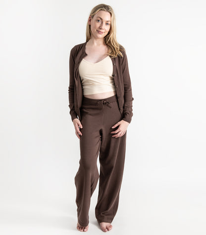 Bhumi Organic Cotton - Fine Knit Cardigan - Chocolate