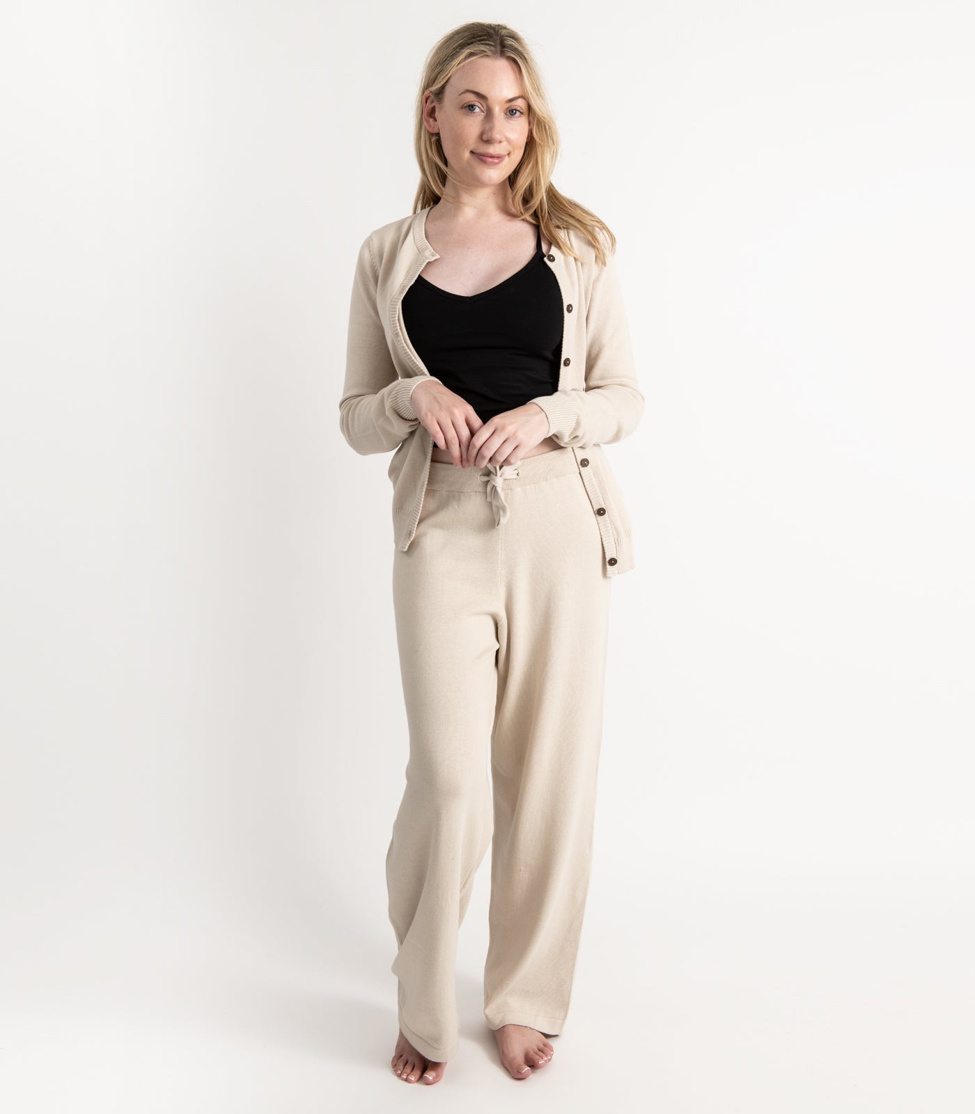 Bhumi Organic Cotton - Fine Knit Cardigan - Oatmeal