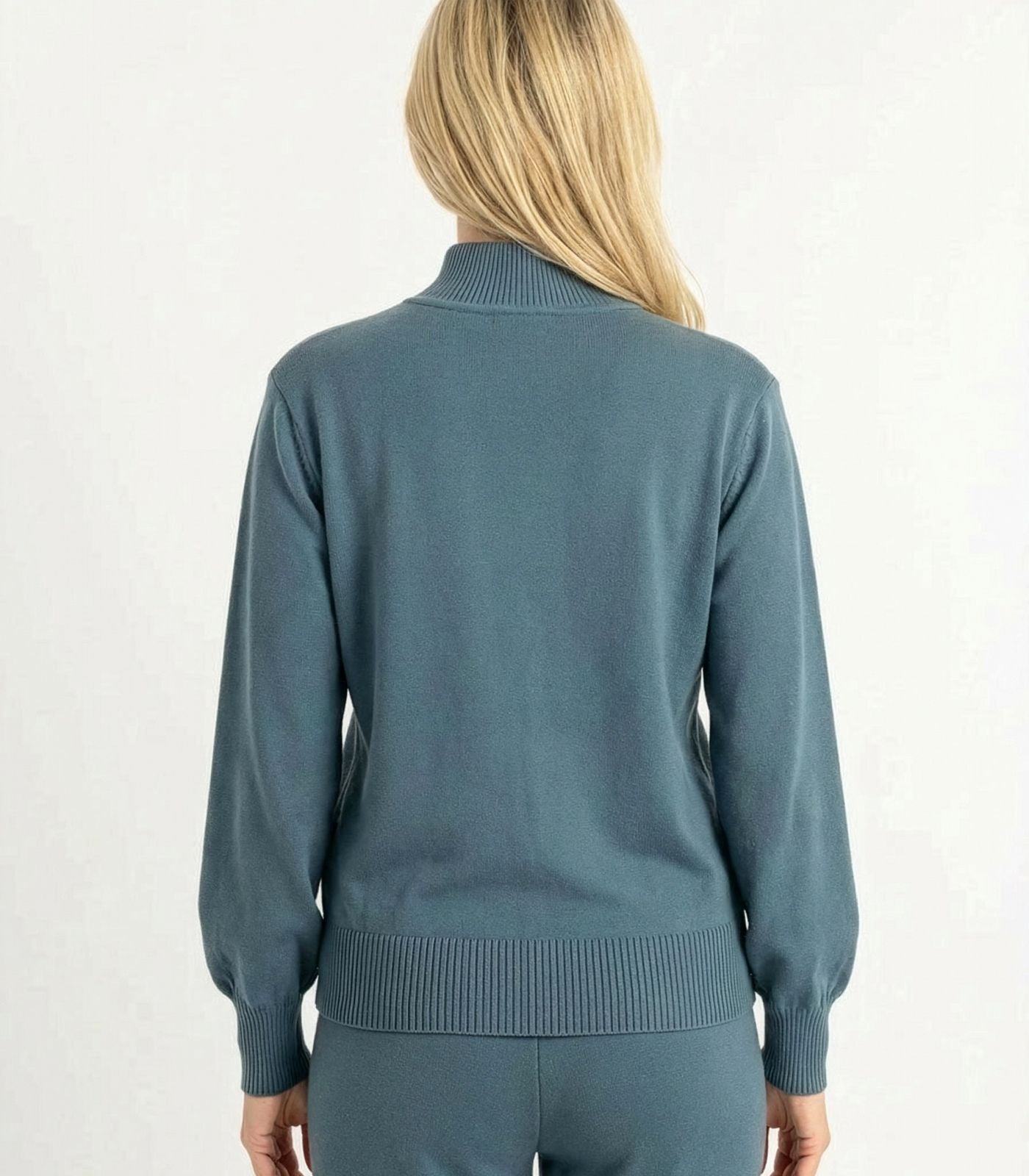 Bhumi Organic Cotton - Fine Knit High Neck Jumper - Orion Blue