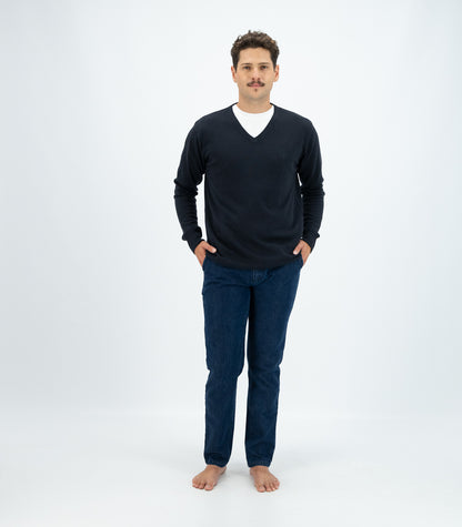 Bhumi Organic Cotton - Fine Knit V Neck Sweater - Charcoal