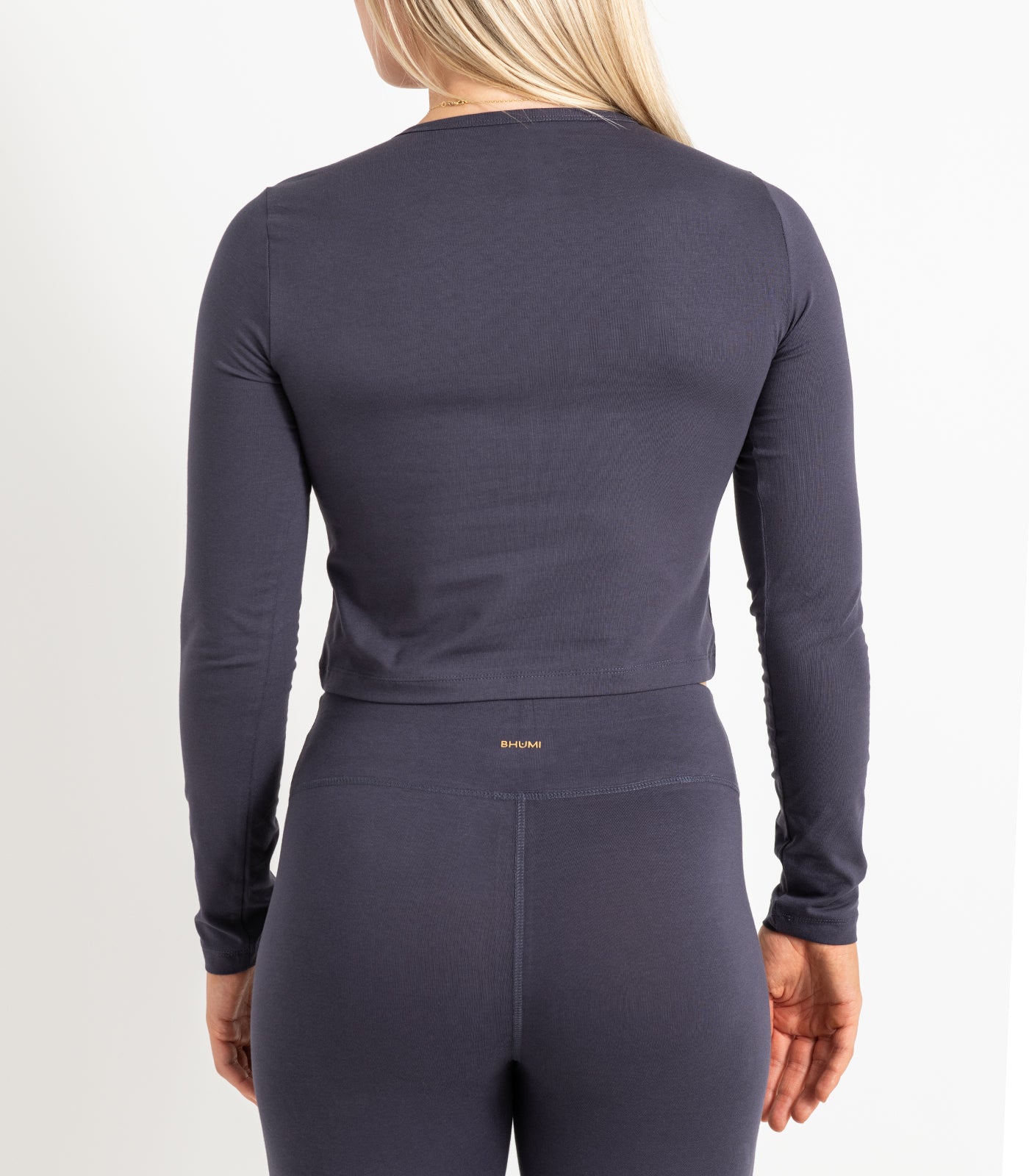 Long Sleeve Fitted Crop Top - Graphite