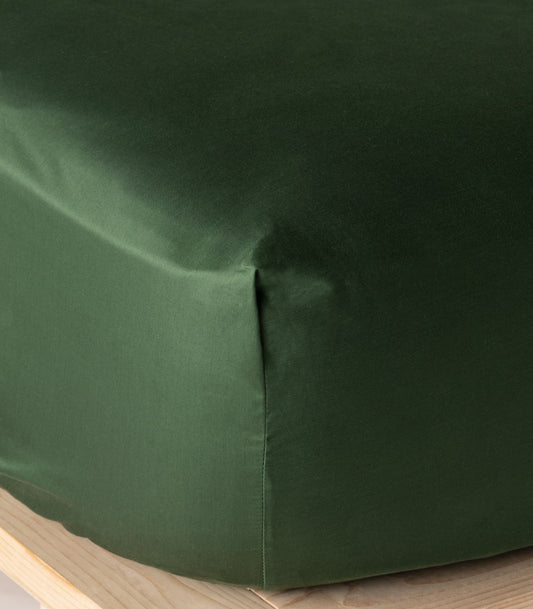 Bhumi Organic Cotton - Fitted - Sateen Sheet - Forest Green