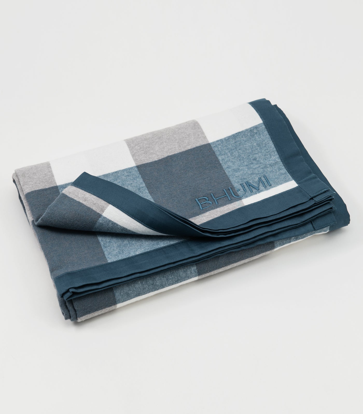 Bhumi Organic Cotton - Flannelette Throw - Powder Blue Check