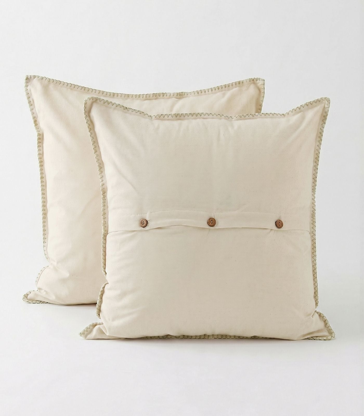 Organic Cotton European - Flannelette Pillow Cases - Whipstitch (pair) - Natural