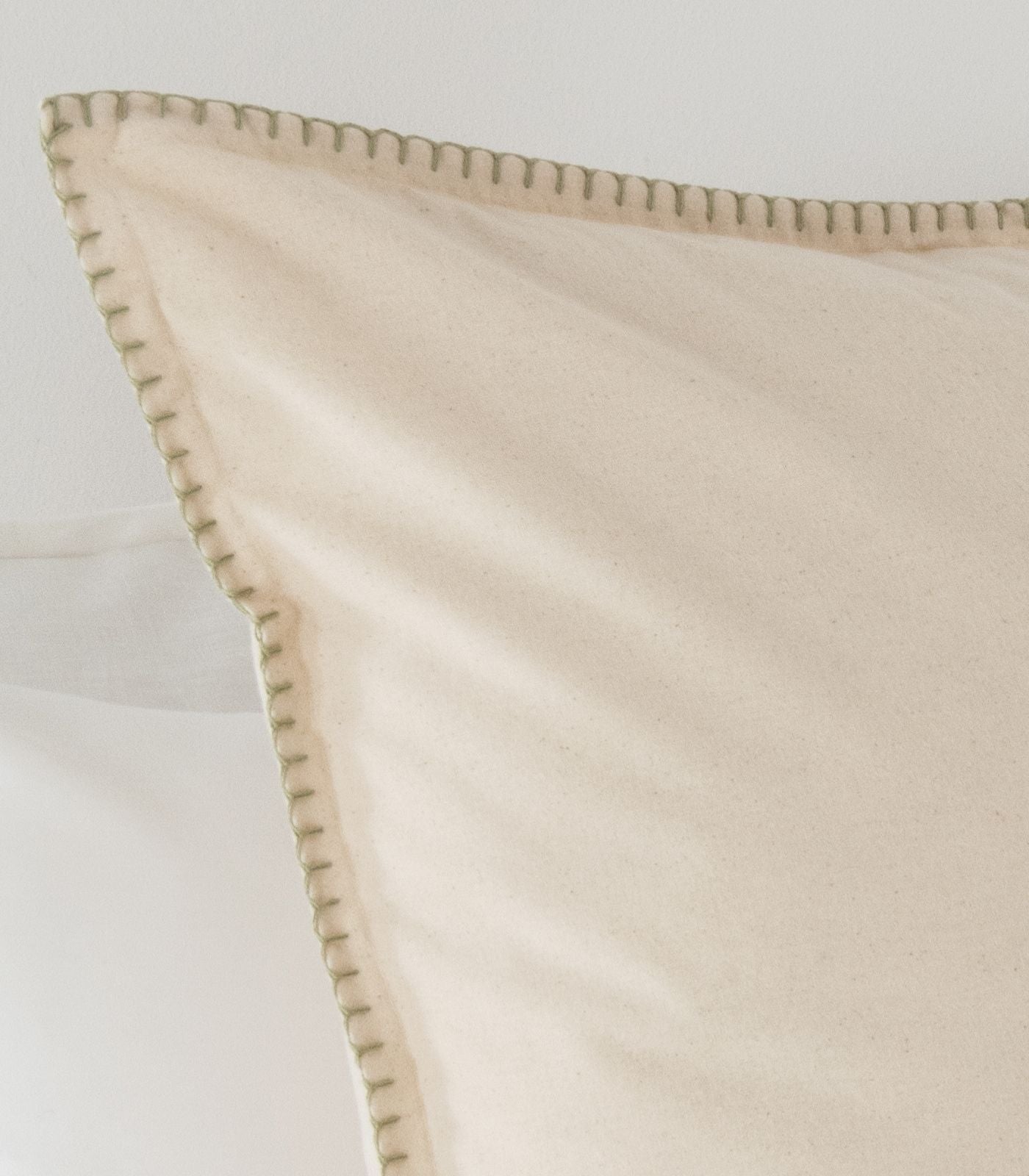 Organic Cotton European - Flannelette Pillow Cases - Whipstitch (pair) - Natural
