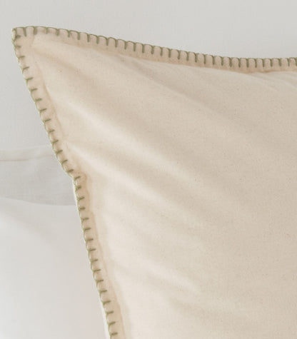 Organic Cotton European - Flannelette Pillow Cases - Whipstitch (pair) - Natural