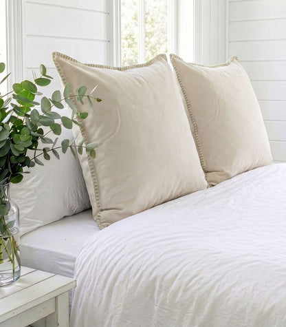 Organic Cotton European - Flannelette Pillow Cases - Whipstitch (pair) - Natural