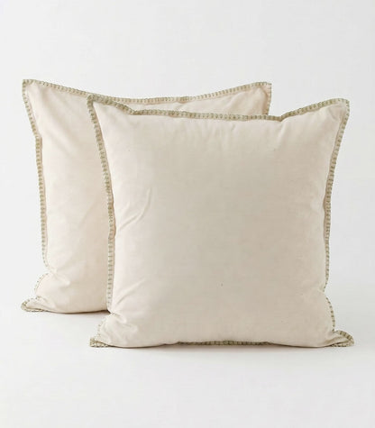 Organic Cotton European - Flannelette Pillow Cases - Whipstitch (pair) - Natural