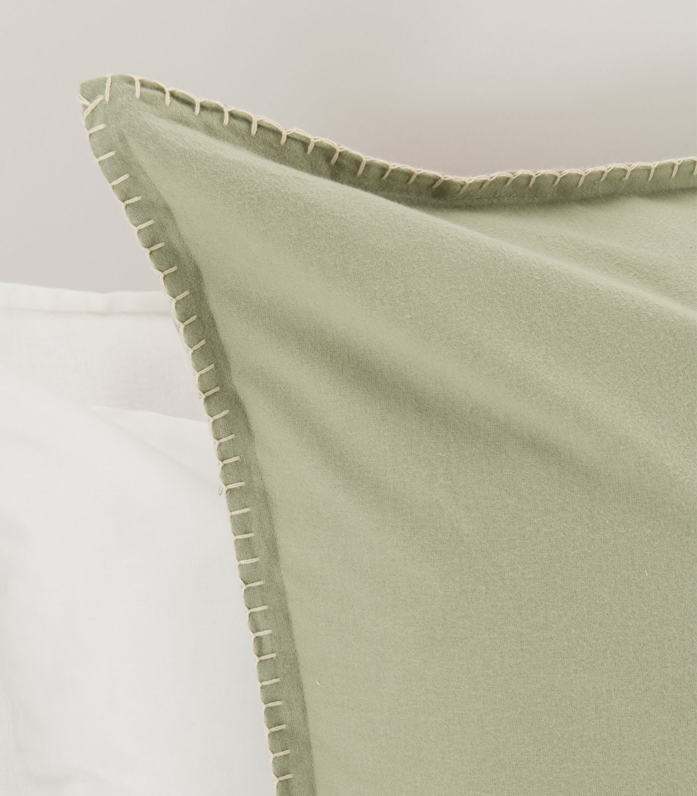 Organic Cotton European - Flannelette Pillow Cases - Whipstitch (pair) - Sage