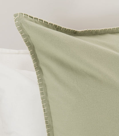 Organic Cotton European - Flannelette Pillow Cases - Whipstitch (pair) - Sage