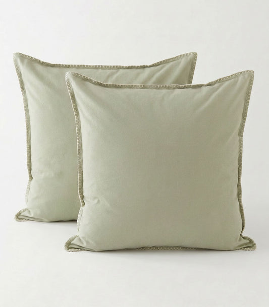 Organic Cotton European - Flannelette Pillow Cases - Whipstitch (pair) - Sage