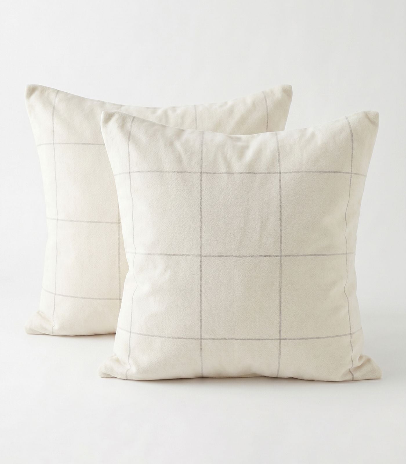 Organic Cotton European - Flannelette Pillow Cases - Windowpane (pair) - Cream