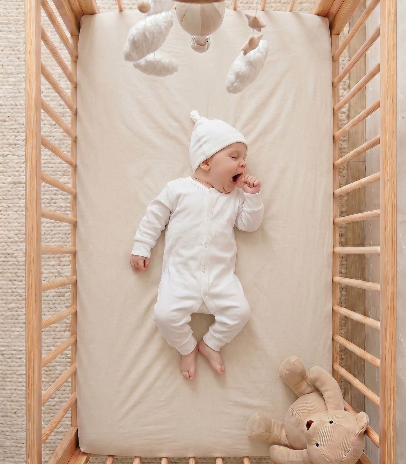 Organic Cotton Fitted - Flannelette Cot Sheet - Natural