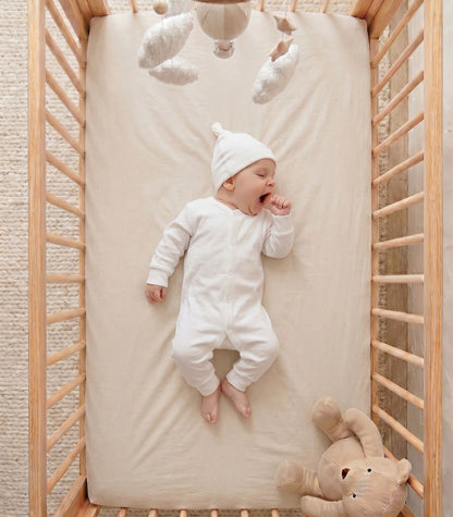 Organic Cotton Fitted - Flannelette Cot Sheet - Natural