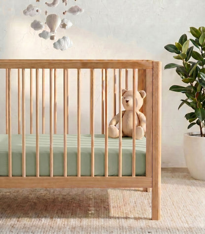 Organic Cotton Fitted - Flannelette Cot Sheet - Sage