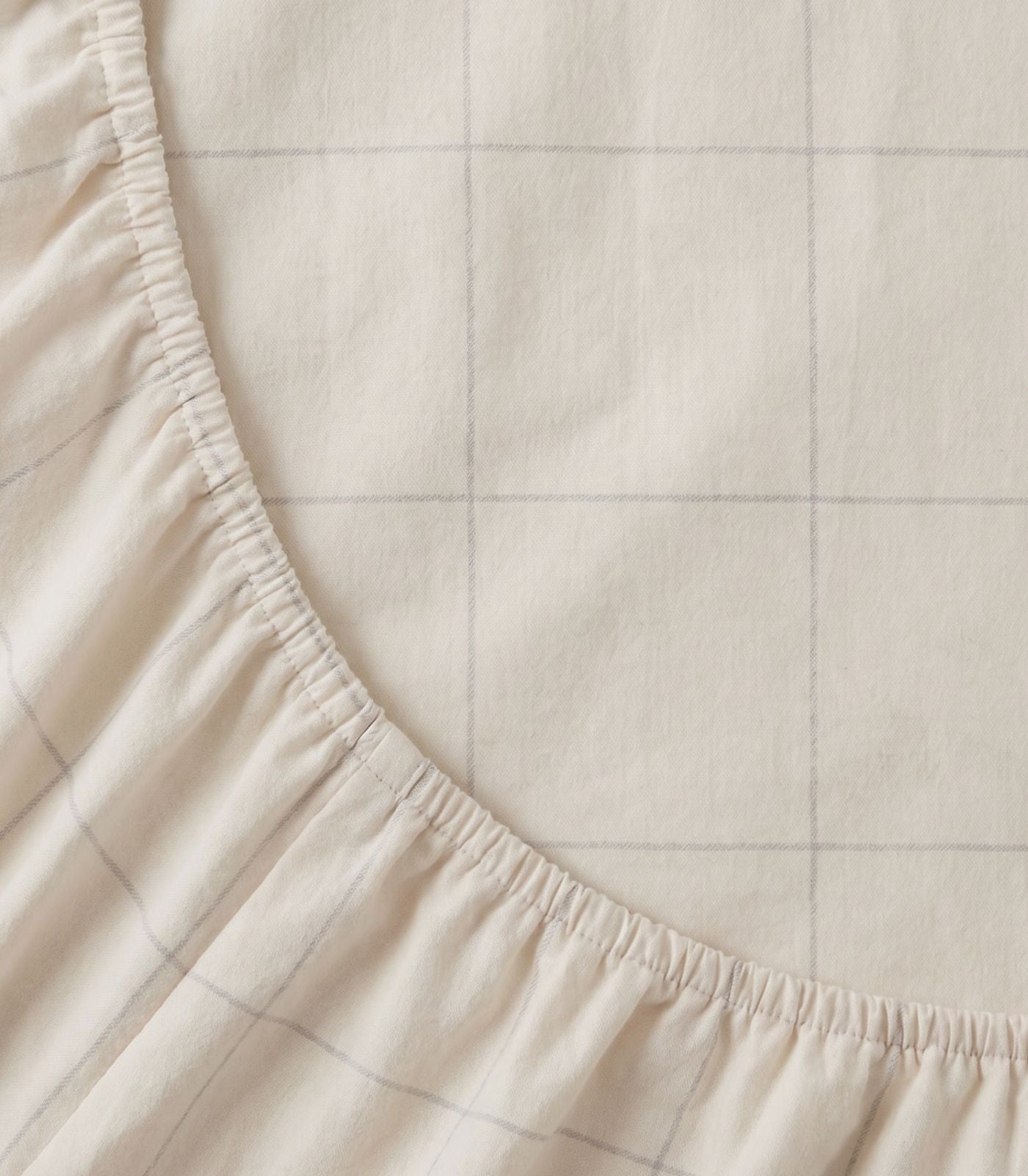 Organic Cotton Fitted - Flannelette Cot Sheet - Windowpane - Cream