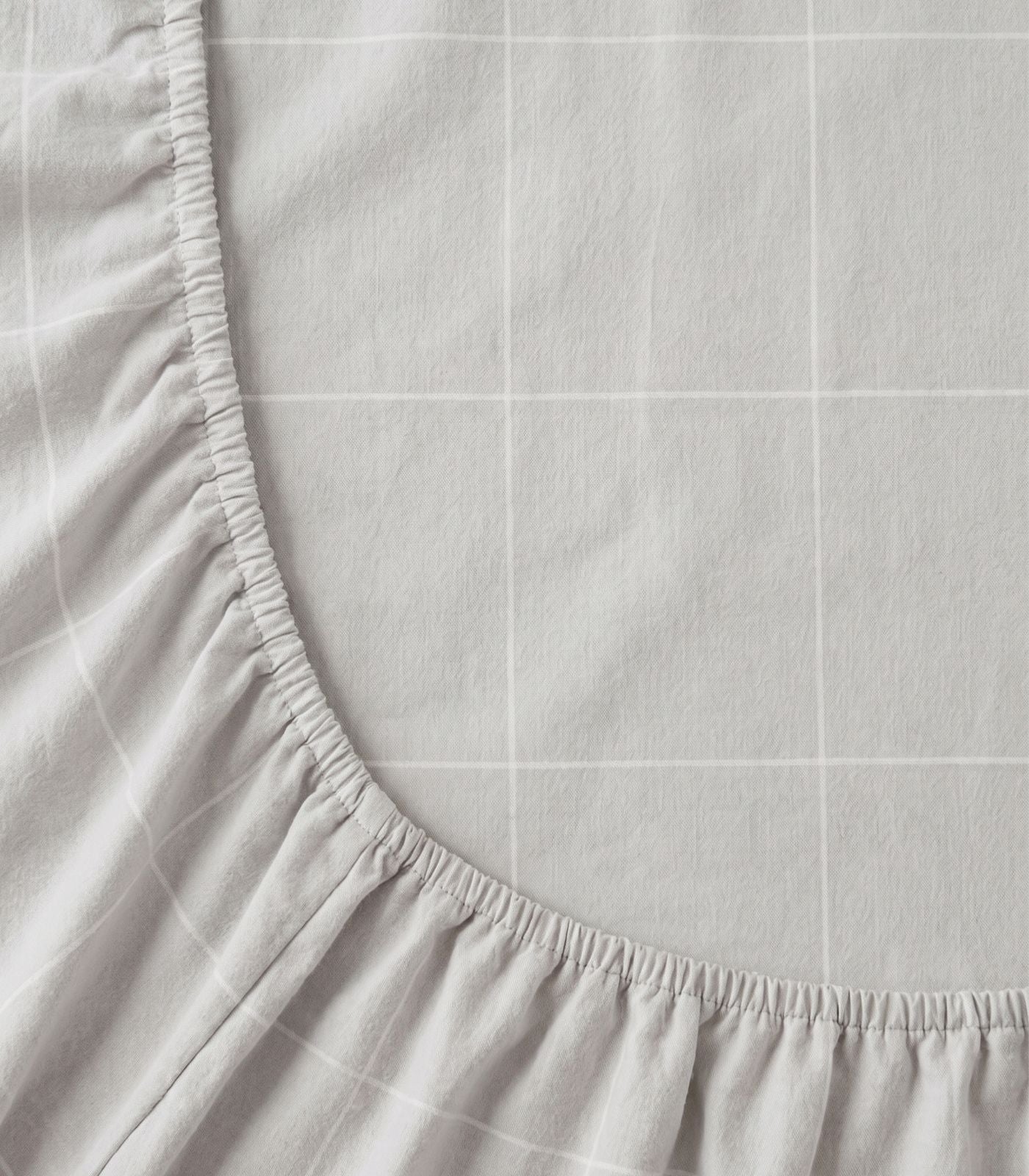 Organic Cotton Fitted - Flannelette Cot Sheet - Windowpane - Light Grey