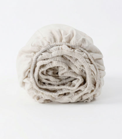 Organic Cotton Fitted - Flannelette Sheet - Windowpane - Cream