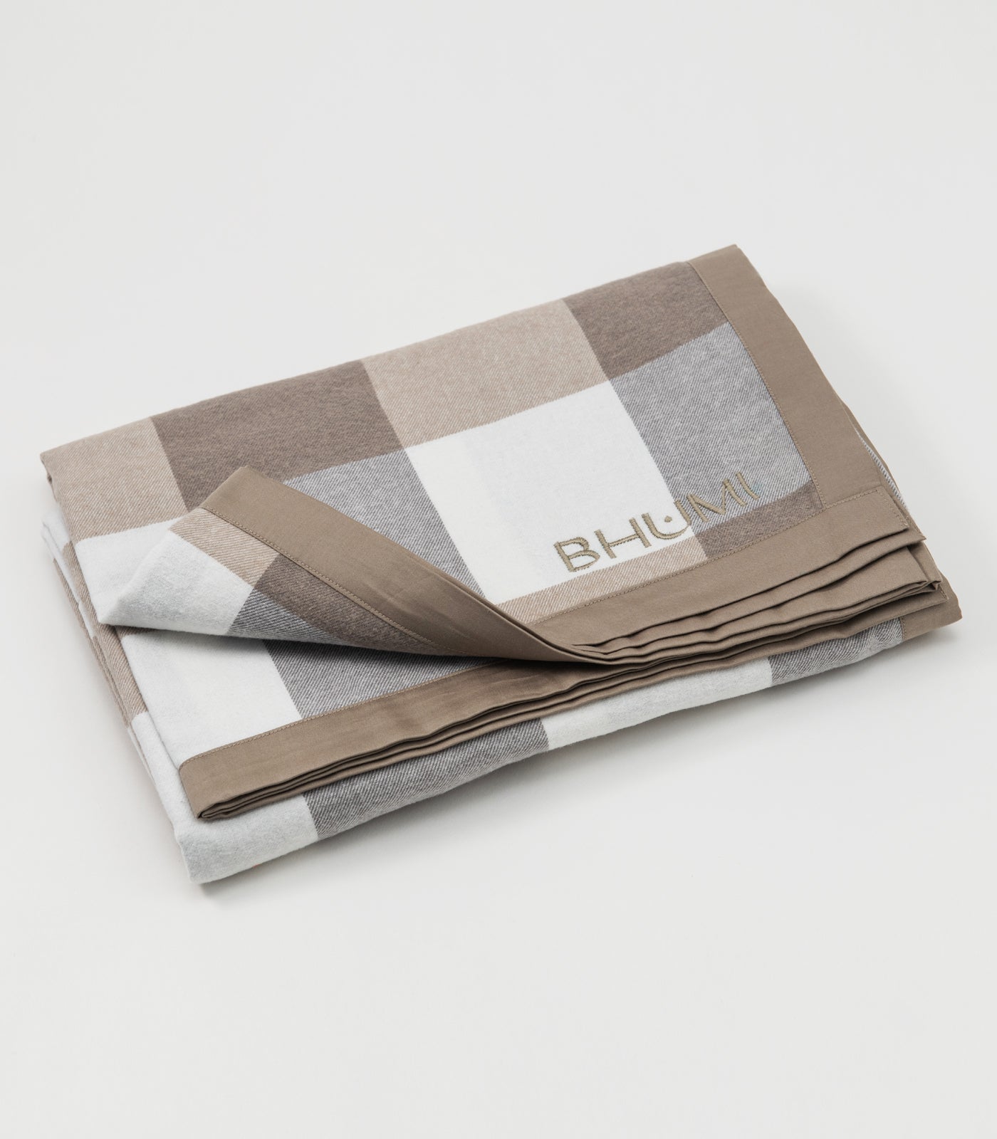 Bhumi Organic Cotton - Flannelette Throw - Golden Taupe Check