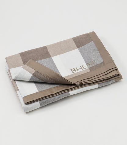 Bhumi Organic Cotton - Flannelette Throw - Golden Taupe Check