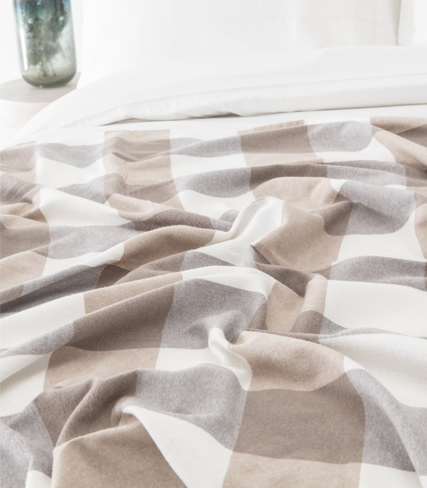 Bhumi Organic Cotton- Flannelette Quilt Cover Set - Check - Golden Taupe Check