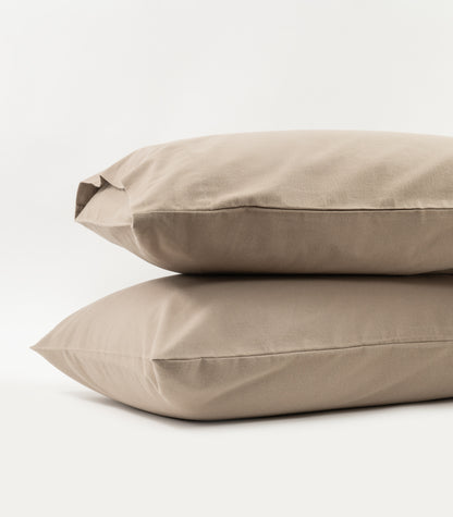 Bhumi Organic Cotton - Flannelette Pillow Cases (pair) - Golden Taupe