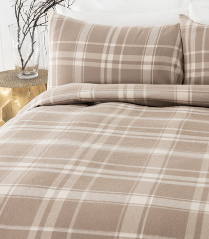 Bhumi Organic Cotton - Flannelette Pillow Cases (pair) - Plaid - Golden Taupe Plaid