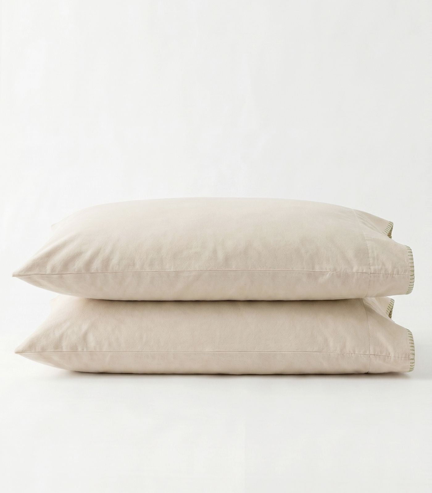Organic Cotton Flannelette Pillow Cases - Whipstitch (pair) - Natural