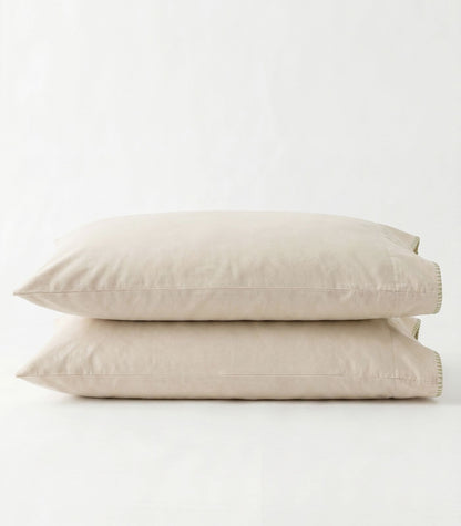 Organic Cotton Flannelette Pillow Cases - Whipstitch (pair) - Natural