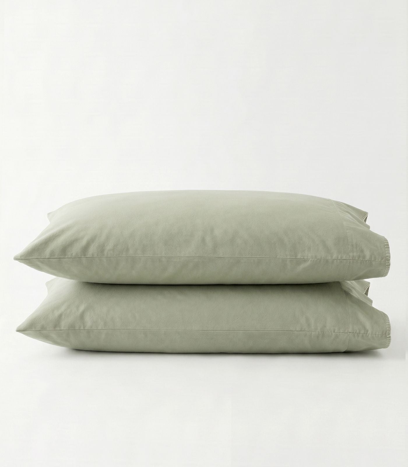 Organic Cotton Flannelette Pillow Cases - Whipstitch (pair) - Sage