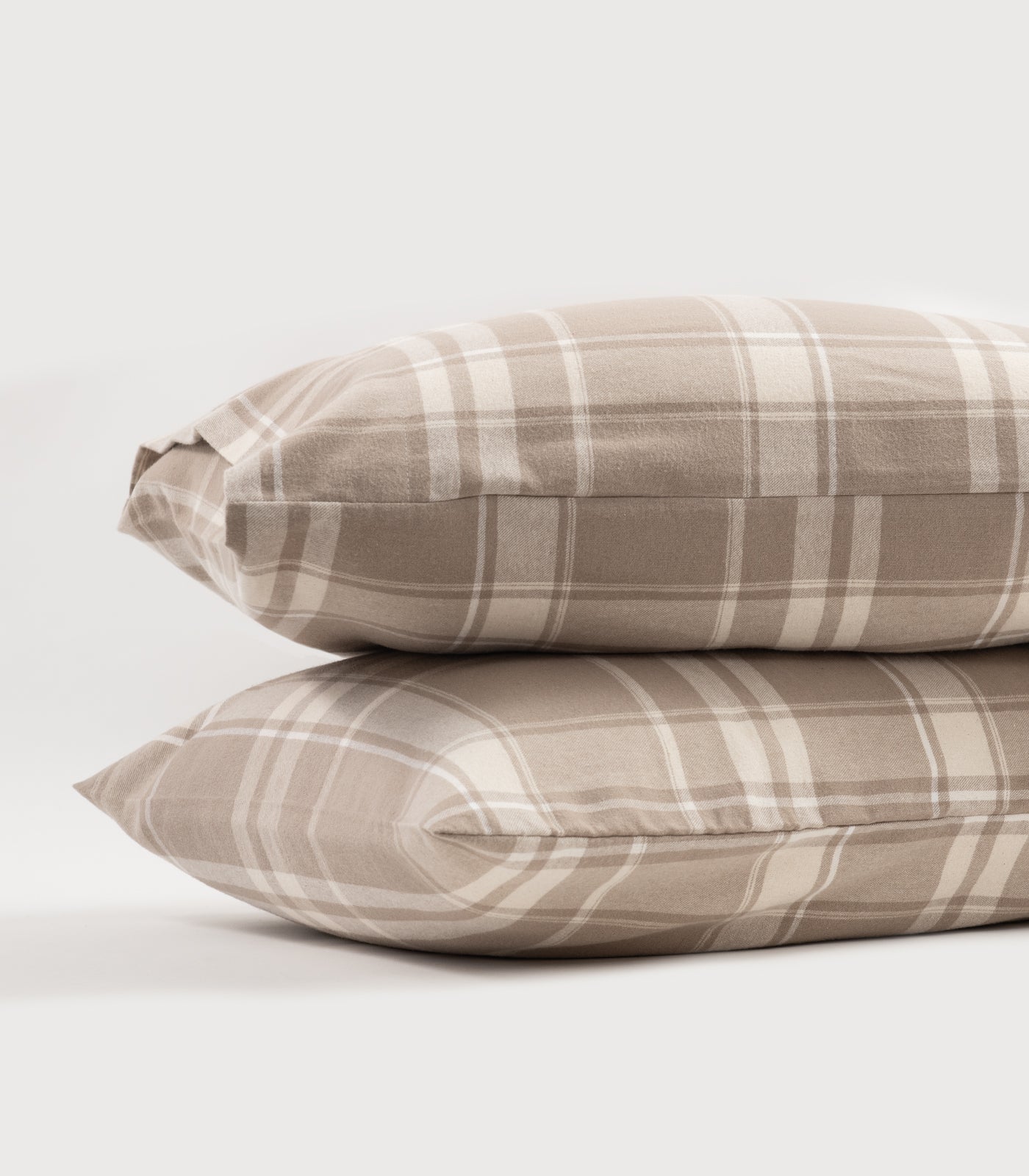 Bhumi Organic Cotton - Flannelette Pillow Cases (pair) - Plaid - Golden Taupe Plaid