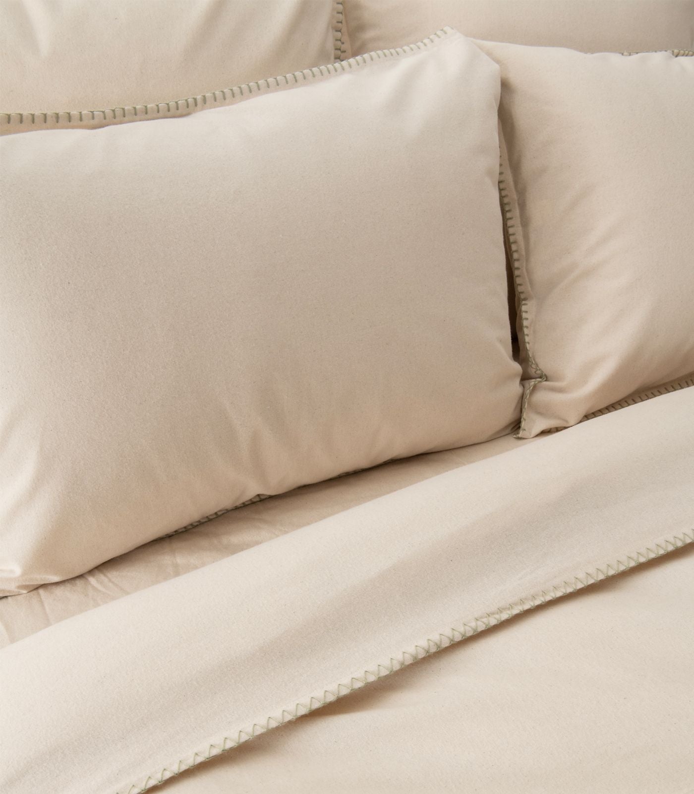 Organic Cotton Flannelette Plain Quilt Cover Set - Whipstitch - Natural